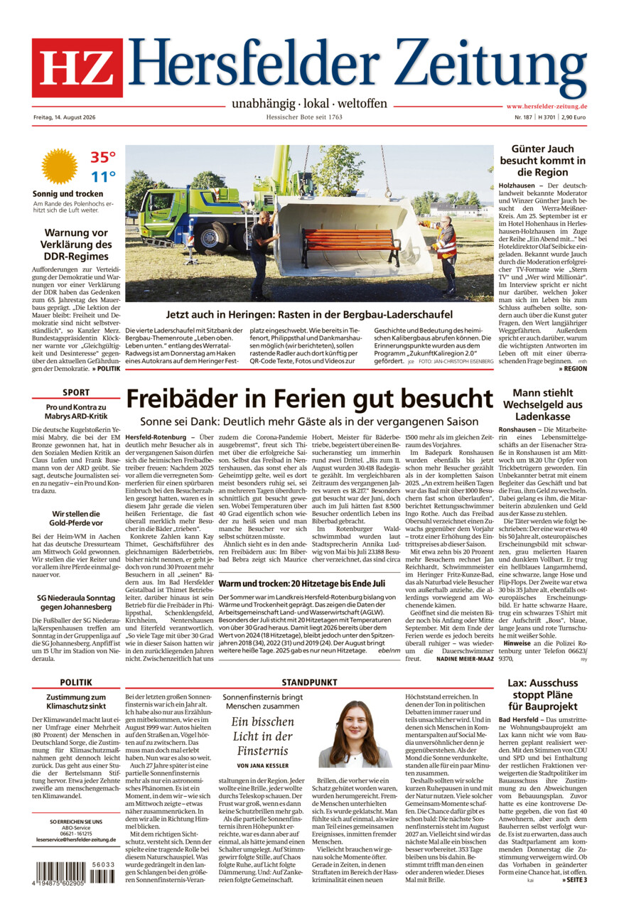 Hersfelder Zeitung vom Freitag, 14.08.2026