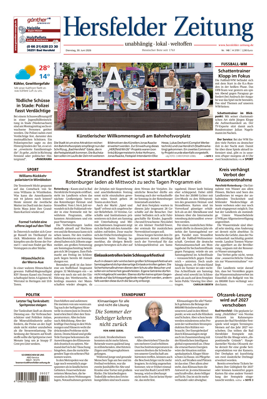 Hersfelder Zeitung vom Dienstag, 30.06.2026