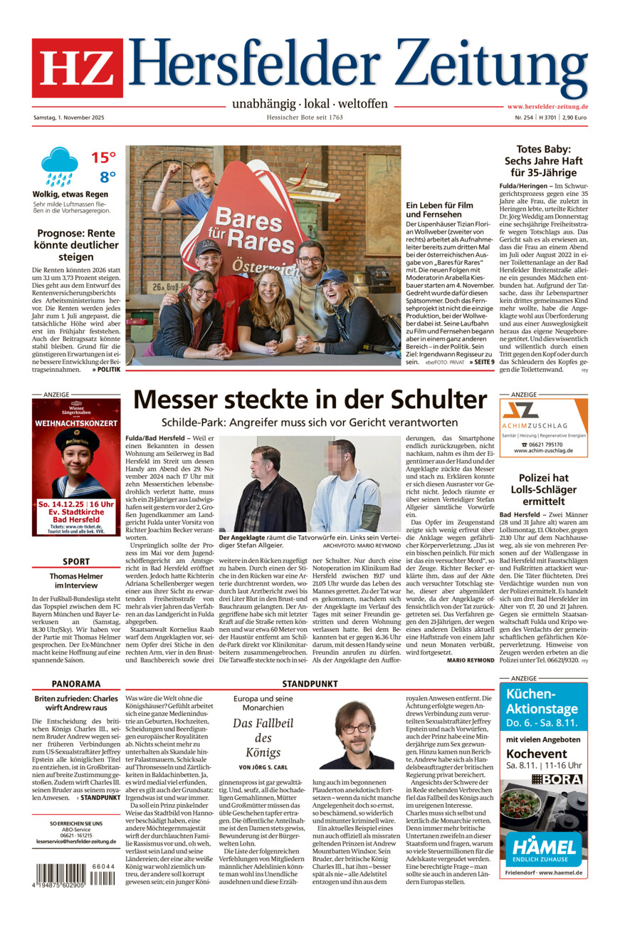 Hersfelder Zeitung vom Samstag, 01.11.2025