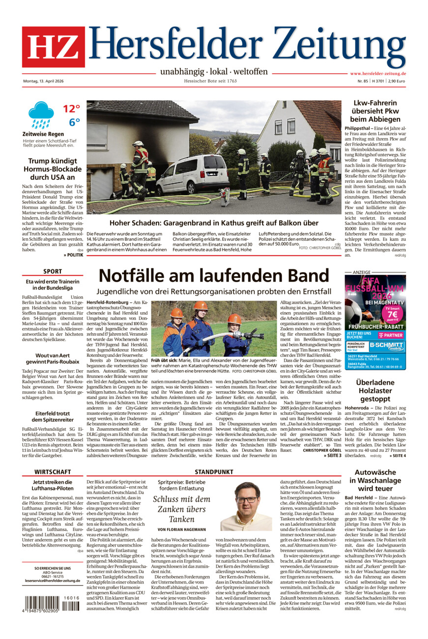 Hersfelder Zeitung vom Montag, 13.04.2026
