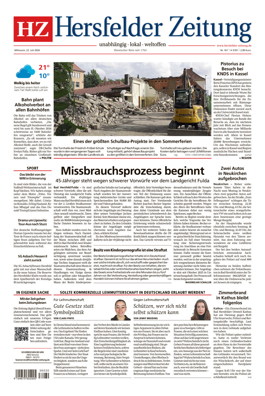 Hersfelder Zeitung vom Mittwoch, 22.07.2026