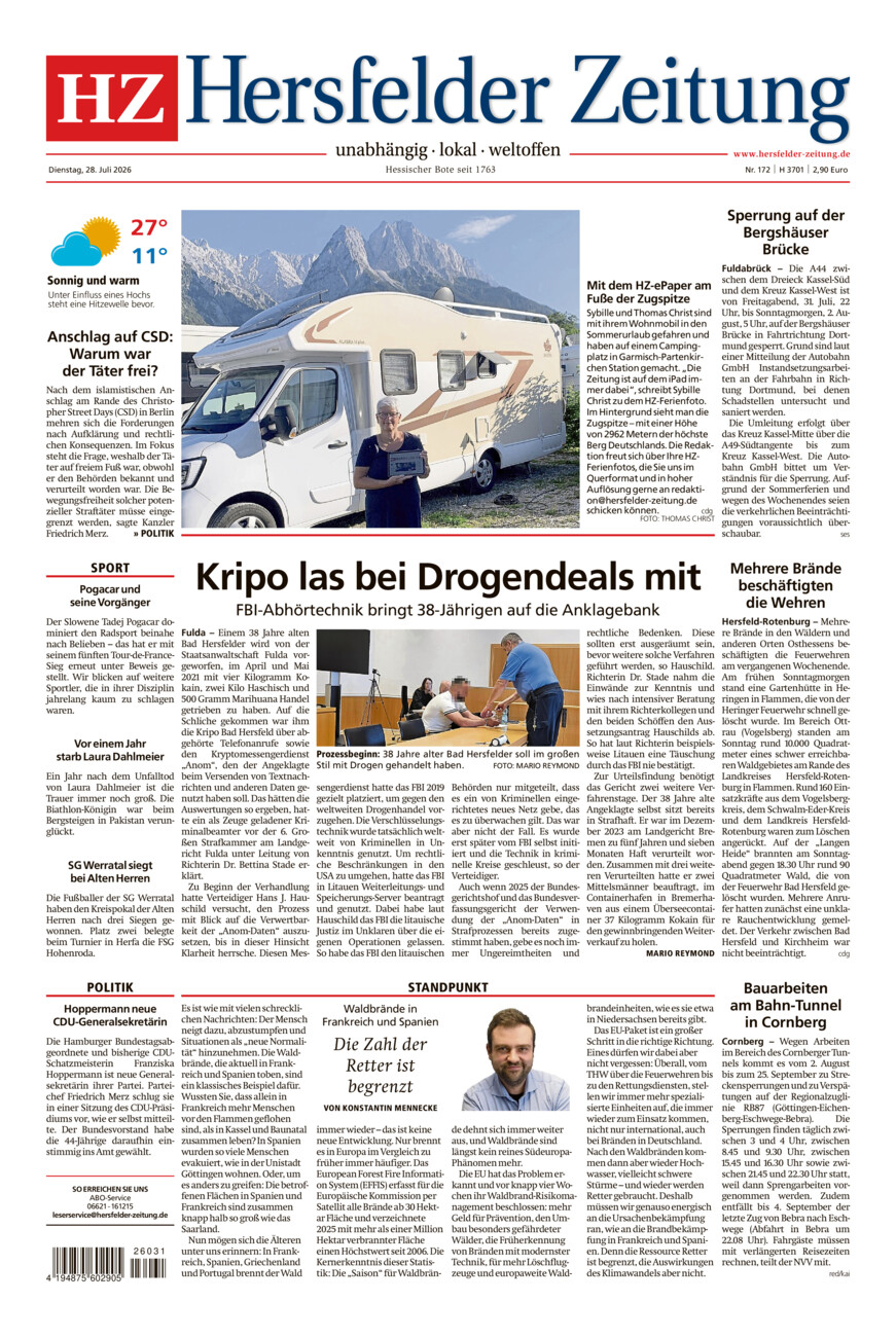 Hersfelder Zeitung vom Dienstag, 28.07.2026