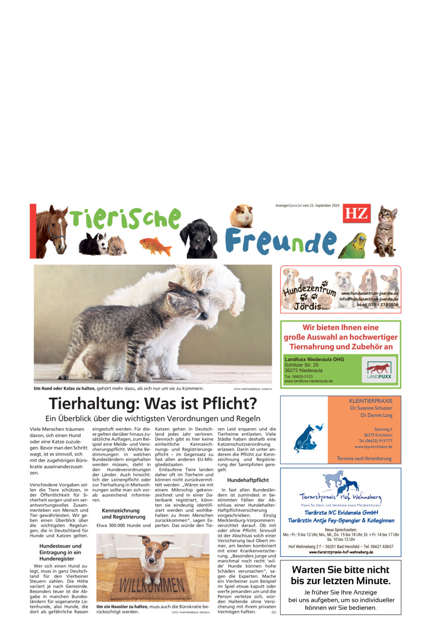 Tierische Freunde vom Montag, 23.09.2024