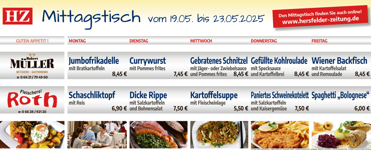 Mittagstisch 21-25 vom Montag, 19.05.2025